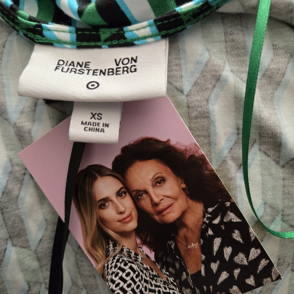 Diane Von Furstenberg ×Target Green Geometric Long Sleeve Dress - Picture 5 of 7